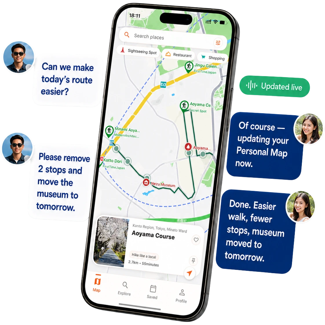 Editable DangoTravel route map preview